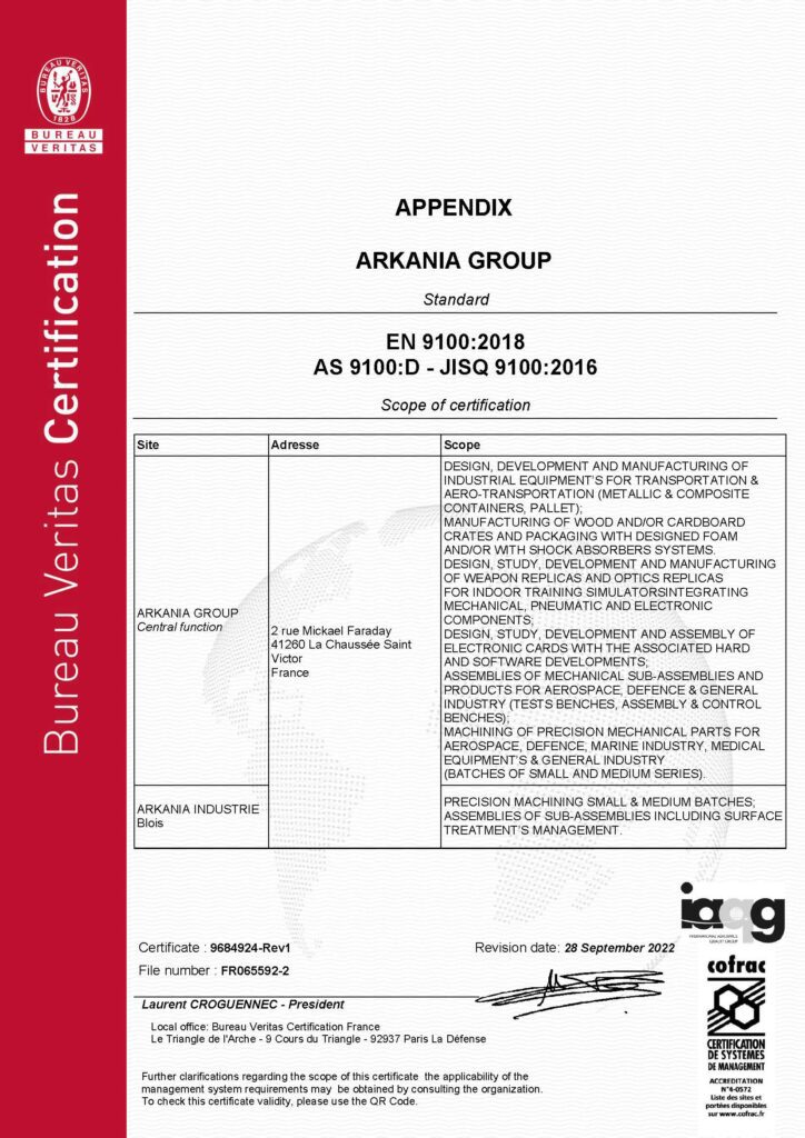 Arkania Group - Certification EN 9100