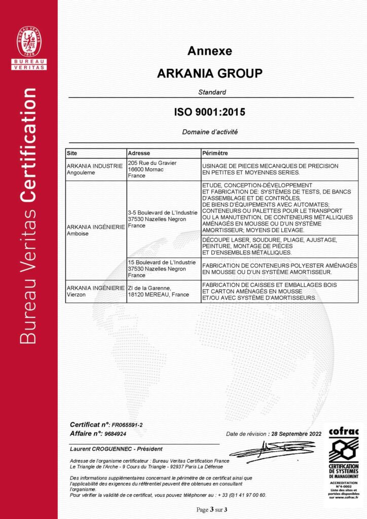 Arkania Group - Certification ISO 9001